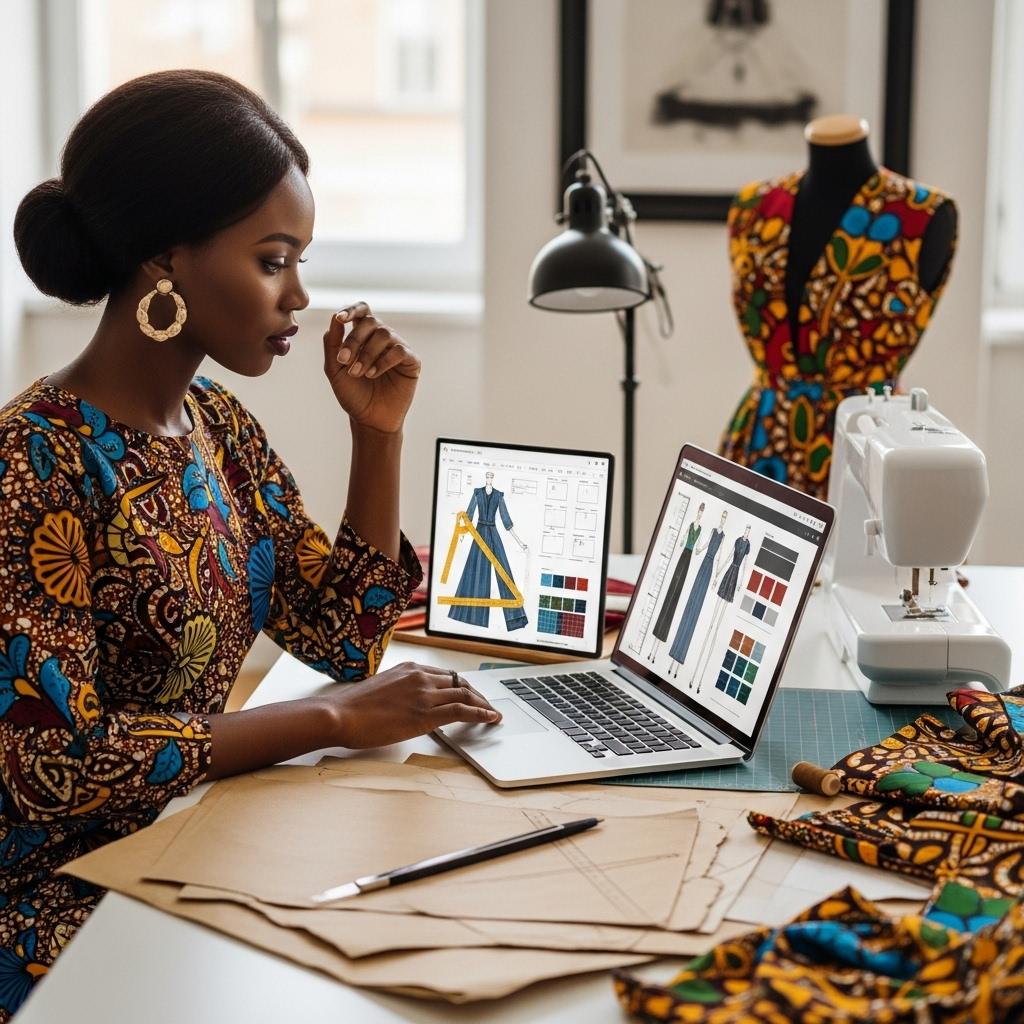 Designer working on fashion designs